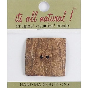 Handmade Natural Coconut Buttons- Natural Coco - 36x36mm - Square Shape Design- 1 pc/pk. #1753