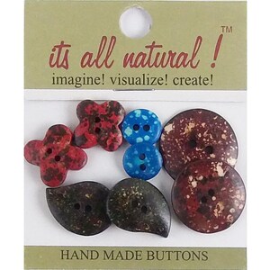 Handmade Natural Bone Buttons- Multicolor Assorted Sizes- Value Pack Marbalized Assorted Shapes- 8pcs/pk. #1731