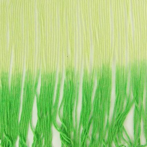 7&quot; to 12&quot; Long Two Tone Tie Dye Ombre Chainette Tassel Thread Fringe-  Multi color Yarn Loop Fringes- Light  Green Dark Green Shades - #15