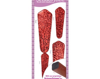 SCISSORFOBZ Designer Scherenhüllen Scheren Schutzhüllen-4 Stk Assorted Size Listing Pack- Modernes Metallic Red Design-# 4-227