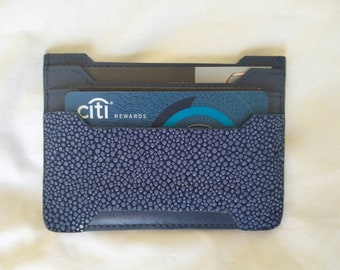 Slim leather card holder wallet,blue stingray card wallet,credit card holder,stingray wallet,minimalist card holder wallet,unisex wallet