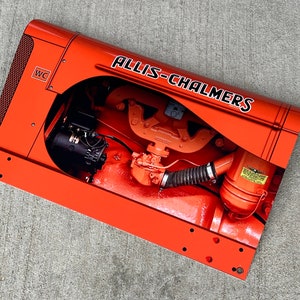 Vintage style 1940’s Allis chalmers farm tractor side 3D inspired wall art decor garage sign