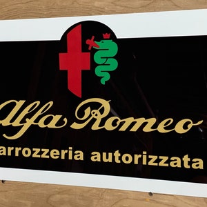 Large Retro style Alfa Romeo carrozzeria auto rizzata wall art decor garage sign
