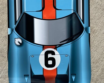 Ford GT40 Le Mans 1969 Wall Art: Top Hood View