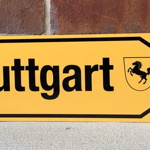 Stuttgart street sign German racing supercar inspired wall decor garage art sign