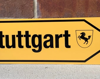 Stuttgart street sign German racing supercar inspired wall decor garage art sign