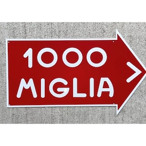 Large 16 “ die cutRacing legendary italian 1000 miglia  Alfa Romeo inspired street sign wall decor garage art sign