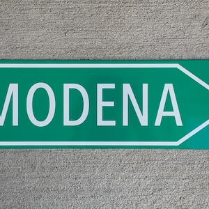 Modena home of italian street sign inspired garage sign
