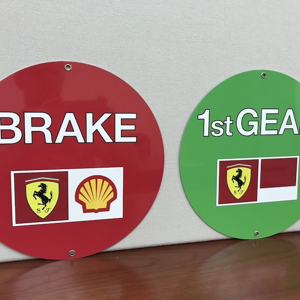 Racing Formula One Team Pit Stop Inspired brake  1st gear signs