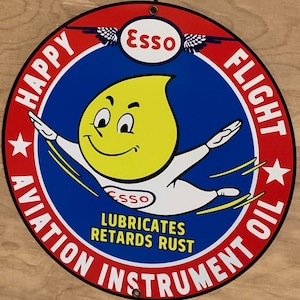 Retro style Esso aviation gasoline oil garage art sign
