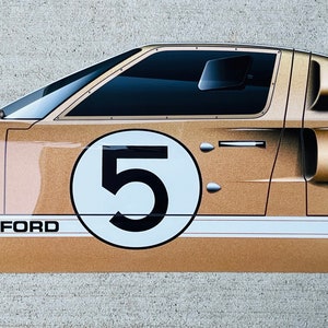 Racing 1966 Le Mans legend Ford GT40 nimber 5  3D inspired wall art decor