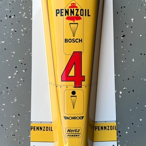 Decorazione murale ispirata all&#39;auto da corsa leggendaria Rick Mears Indy 500 PC-18 del 1989, cartello da garage