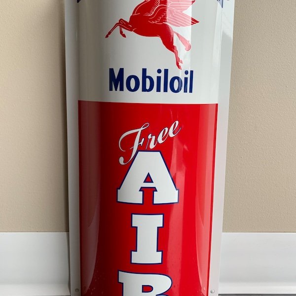 3D free air mobil mobiloil gas oil curved garage decor sign