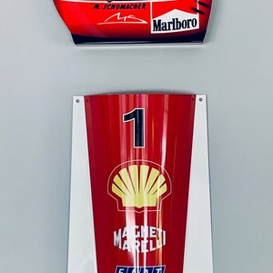 Racing legend Michael Schumacher inspired 2pc 3D wall decor garage art signs