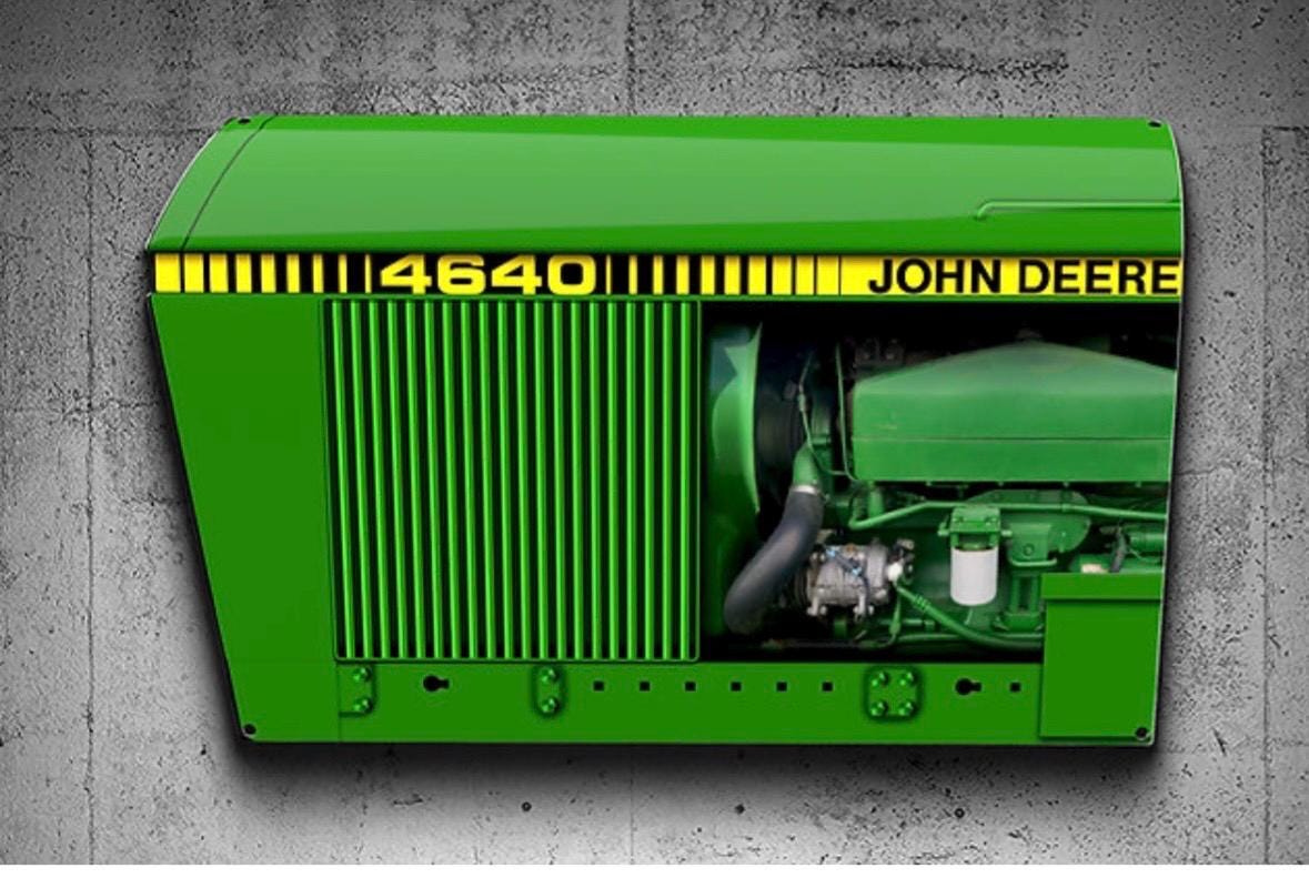 Vintage style John Deere  farm tractor side 4640  side  3D inspired wall art decor garage sign