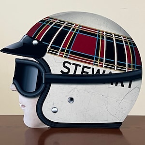 Racing legend Jackie Stewart inspired helmet wall art decor die-cut  sign