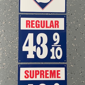 Letrero artístico de decoración de garaje inspirado en los precios de las gasolineras Skelly de estilo retro