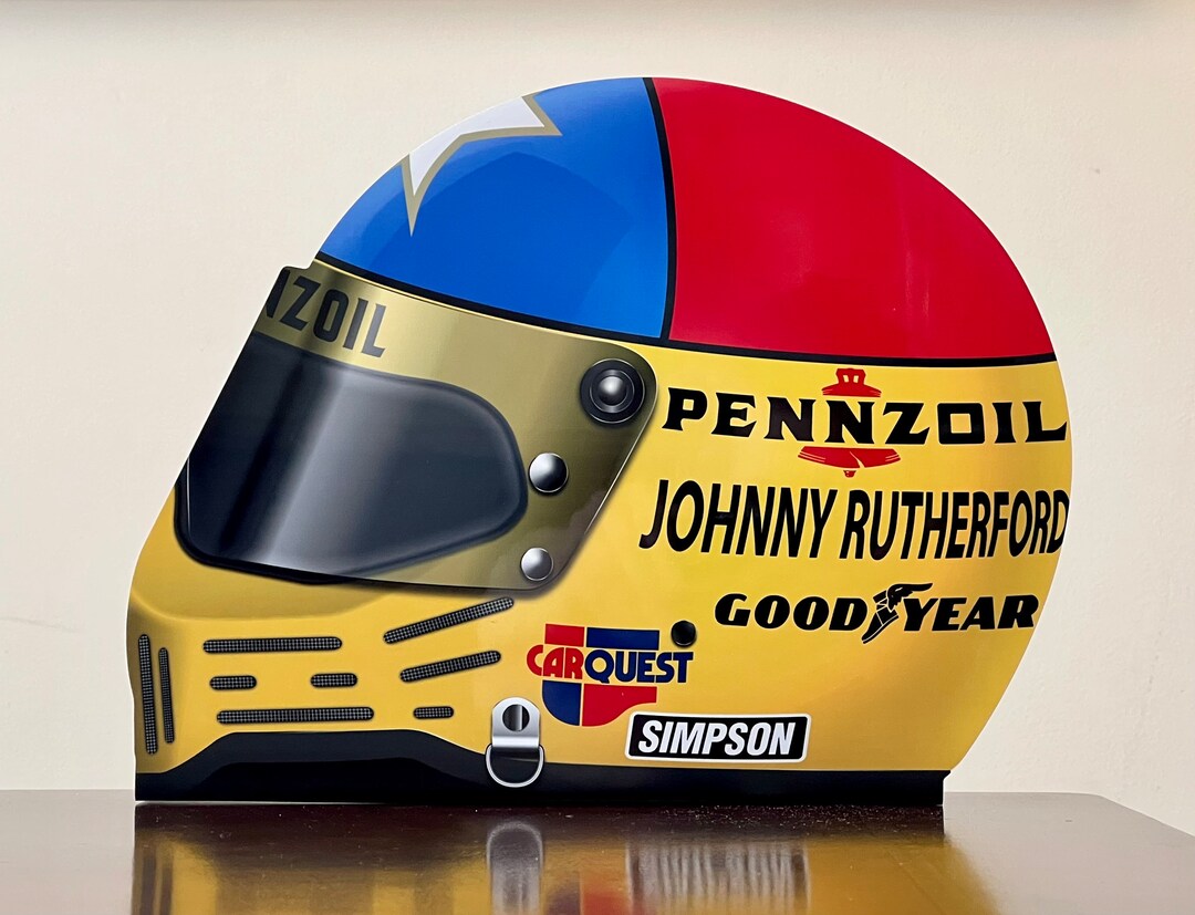 Racing Indy 500 Legend 1980 Johnny Rutherford Inspired Helmet Wall