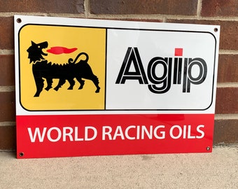 Large Agip World Racing Oils Inspired Wall Decor Garage Art Sign