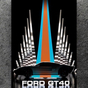 Racing legendary  lemans ford gt40 inspired metal wall art decor