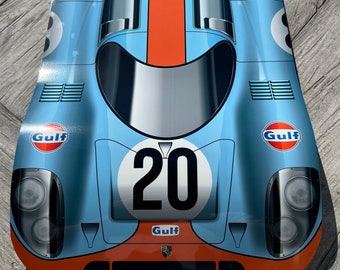 Steve McQueen Le Mans Car Aluminum Sign: Garage Man Cave Decor