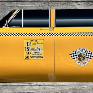 Legendary  50’s-60’s NYC yellow taxi cab checkers special inspired side view wall art decor sign