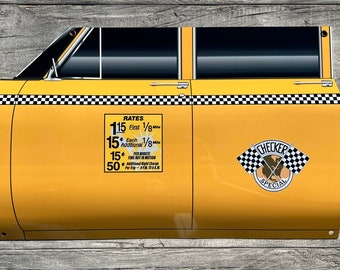 Legendary  50’s-60’s NYC yellow taxi cab checkers special inspired side view wall art decor sign
