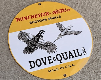 Retro style Hunting western Winchester shotgun dove and quail inspired man cave wall art decor sign