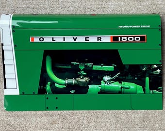 Personalized Oliver Tractor Sign – Aluminum Hanging Sign For Papa's Shop – Add Your Own Name