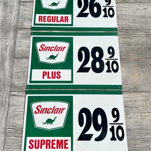 Large 3 piece Vintage style Sinclair 1950-60’s gas pump reproduction Sign