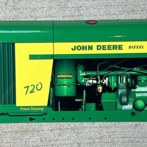 Vintage style John Deere  farm tractor 720 diesel side  3D inspired wall art decor garage sign