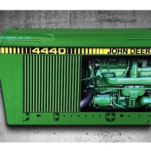 Vintage style John Deere  farm tractor side 4440 side  3D inspired wall art decor garage sign