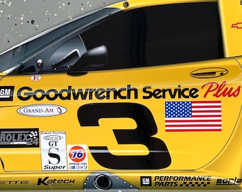 Arte de pared inspirado en las carreras de 2001 Corvette Daytona 24 No. 3 C5-R, letrero decorativo para el garaje.