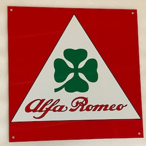 Retro style racing italian Alfa Romeo clover inspired wall decor garage art sign