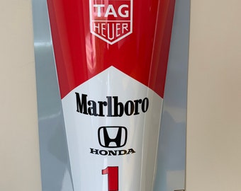 Racing Formula 1 Honda mclaren team Ayrton senna inspired car nose 3D wall decor garage sign.