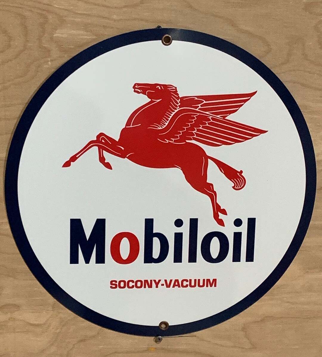 Retro Style Mobil Mobiloil Gas Pump Round Wall Decor Art Garage Sign - Etsy