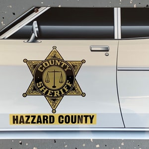 Dukes of hazzard police patrol sheriff car inspired side 3D wall art decor garage sign