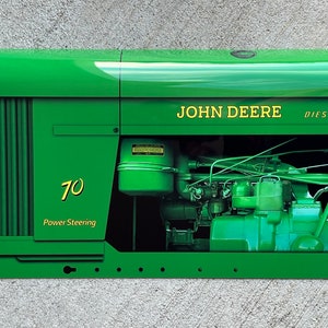 Vintage style John Deere  farm tractor 70 diesel side  3D inspired wall art decor garage sign