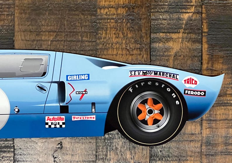 Le Mans Ford GT40 Aluminum Garage Art: #9 & #6 Racing Car Decor - Etsy