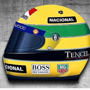 Racing legend  Ayrton Senna mp4  inspired 3D style helmet wall art garage decor racing  sign