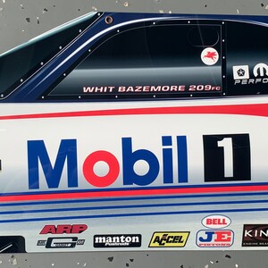 Ziehen Sie Rennen lustiges Auto mobil1 White Bazemore inspirierte Wandgarage 3D-Dekor Kunst Schild