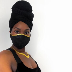 Gold - Black African Print Face Mask