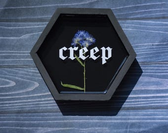 Floral Goth Creep Sign: Dried Flower Witchy Wall Decor