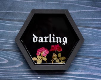 Darling Gothic Wall Decor Floral Wall Art Witchy Decor Goth Vibes Unwelcome Sign Romantic Goth Decor