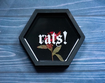 Rats! Gothic Hexagon Wall Decor with Dried Flowers