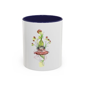 Mug, Rose Flower Fairy, June Birthday, Whimsical Hand Drawn Watercolor, Gardener Gift, Fairy Core, Flower Lover Gift, Fairy Lovers, 11oz