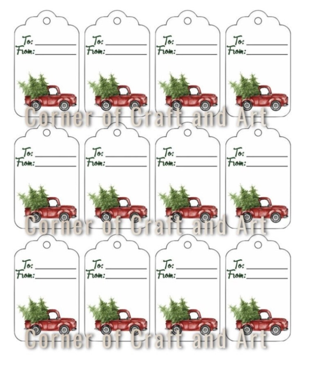 Holiday Truck Gift Tag Digital Download - Etsy