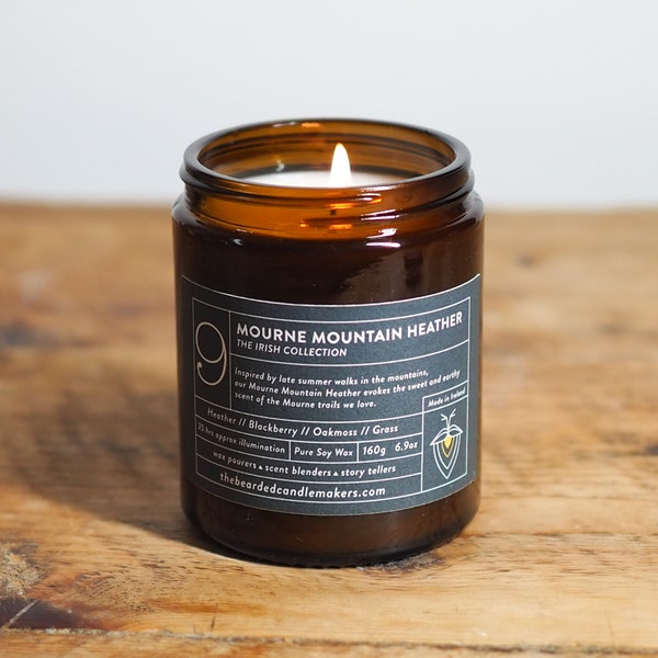 Mourne Mountain Heather Soy Wax Candle, Inspired by Ireland, Irish Made, Mountains of Mourne, County Down, Heather Soy Wax Candle