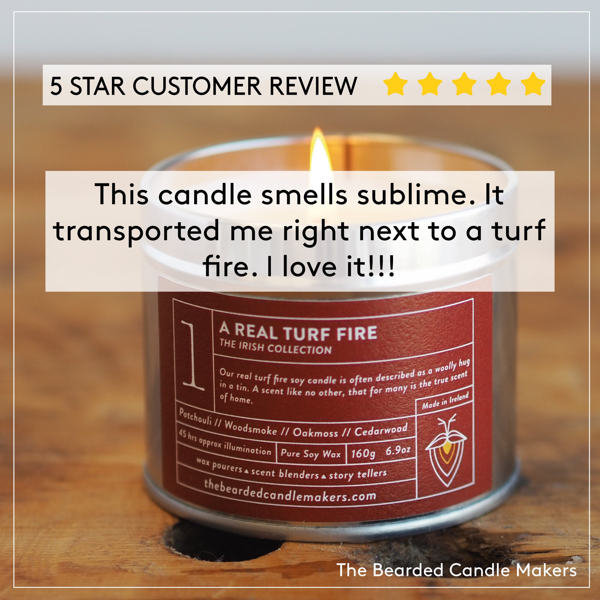 A Real Turf Fire Travel Candle Poured by Hand Irish Candle Etsy UK