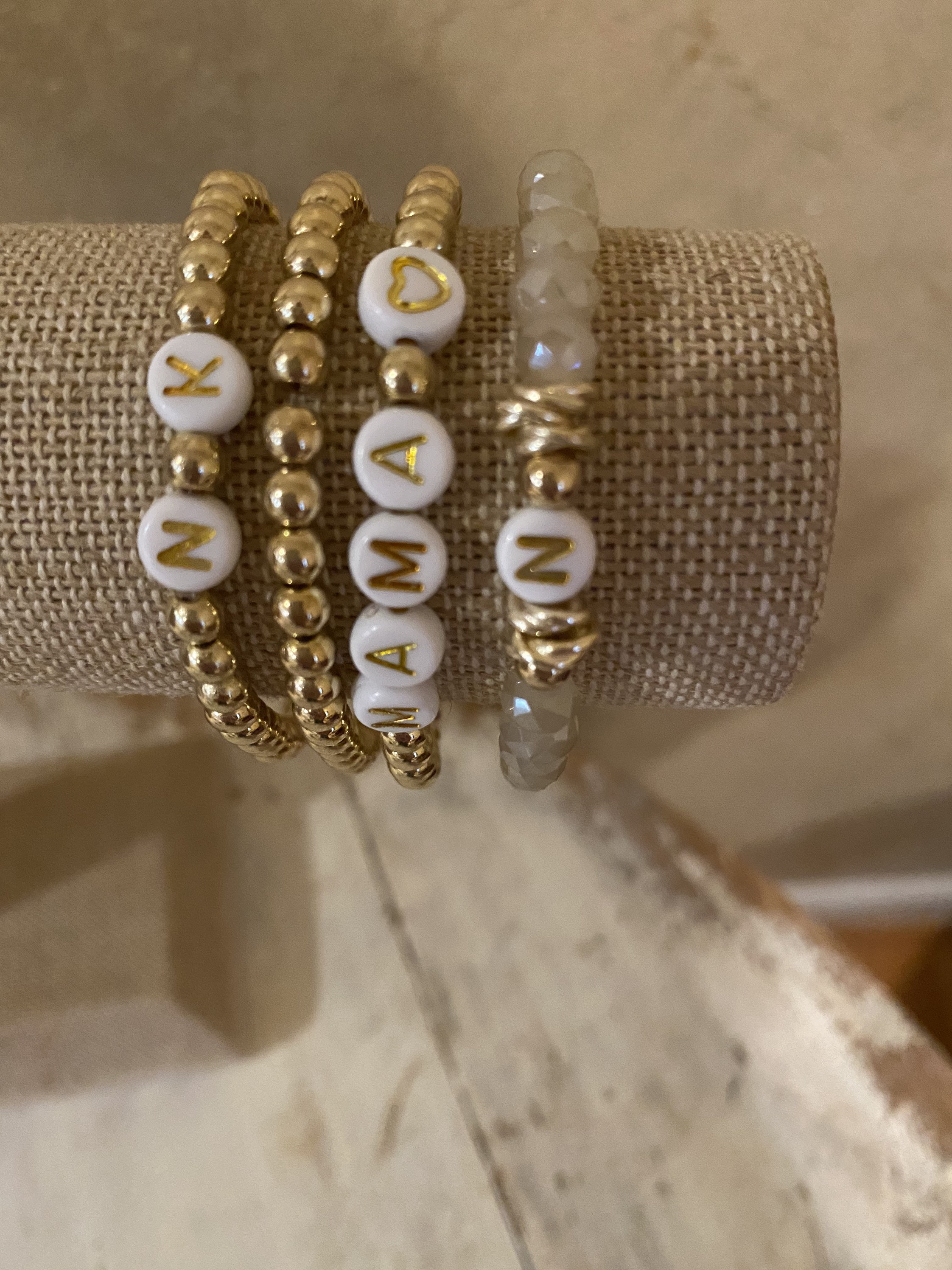 4mm/5mm Gold Ball Bracelet/Set of 3/ Stretch Bracelets/ Name Etsy